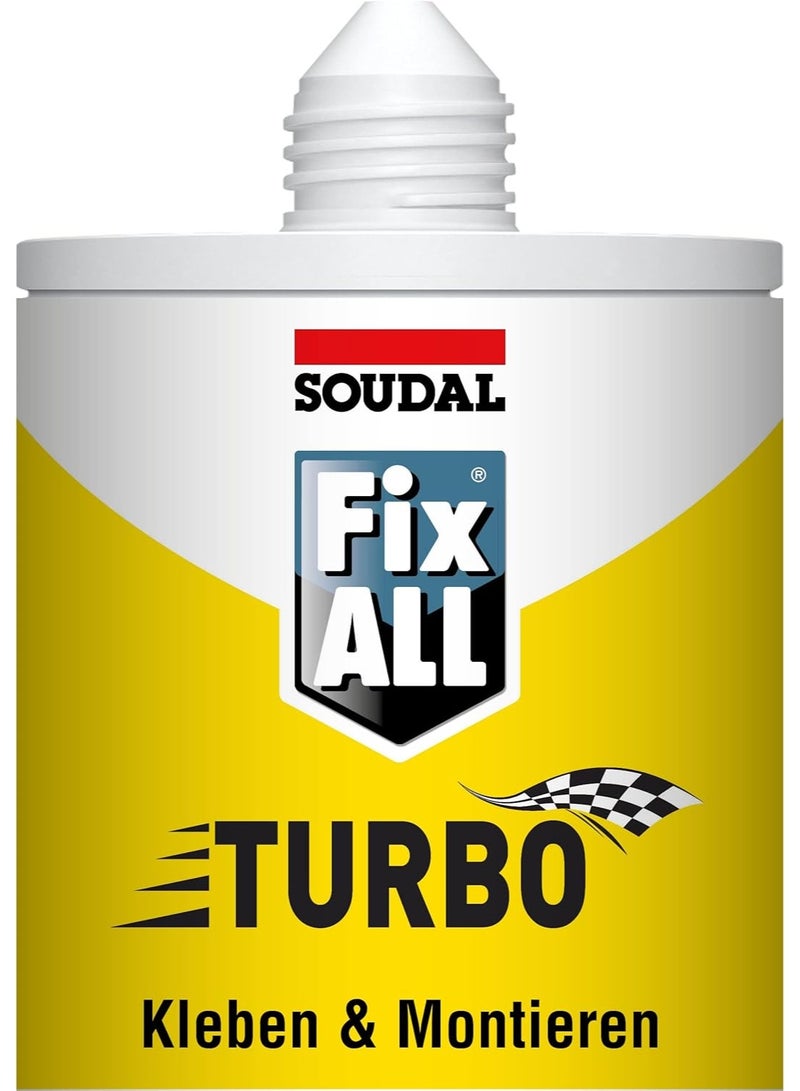 Soudal Fix All Turbo SuperAdhesive 290 ml White with Clip Nozzle 20 minutes Drying Time Instant Tack Zero Second 320kg Hold Fastest Cure Formula by Soudal Belgium - Image 3