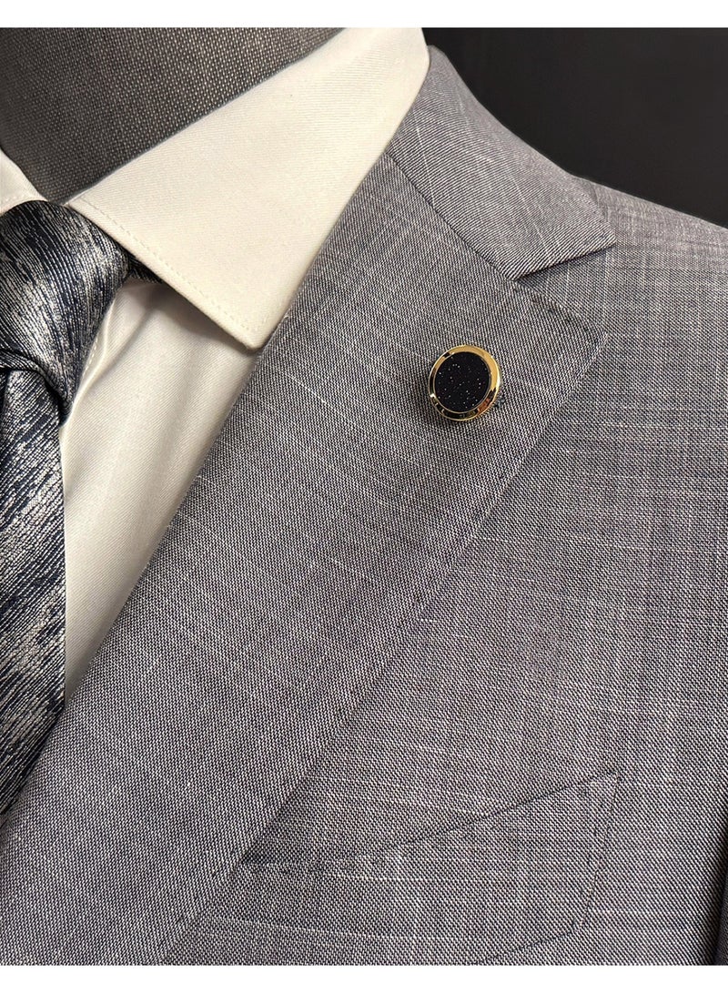 HomeNoor Classic Midnight Sky Brooch, Gold Round Lapel Pin, Premium Suit Accessory for Business, Wedding, Formal & Casual Wear, Perfect Gift for Men & Women - Image 4