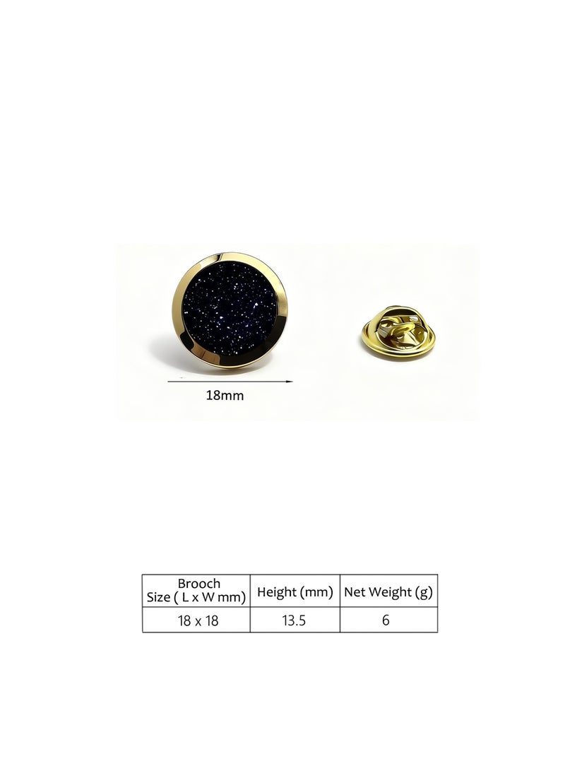 HomeNoor Classic Midnight Sky Brooch, Gold Round Lapel Pin, Premium Suit Accessory for Business, Wedding, Formal & Casual Wear, Perfect Gift for Men & Women - Image 3