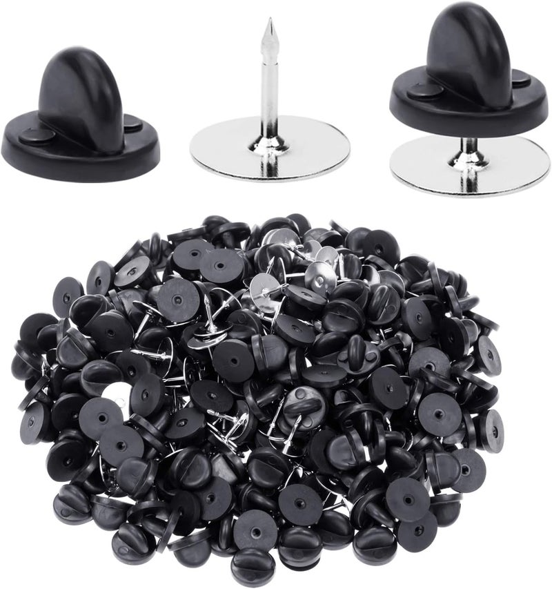 Heliltd 400pcs PVC Rubber Pin Backs Butterfly Clutch Pin Tie Tacks Blank for Uniform Badges Backing Holder Clasp Lapel Enamel (200 Sets) - Image 1