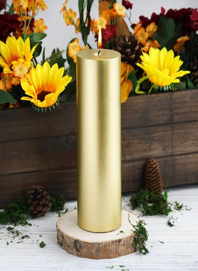 Luces Golden Round Tall Pillar Candles 5'' Inches Smokeless Shiny Dinner Candles for Household Weddings Birthday Party Spa Church Home Décor Gift Valentines - Image 4