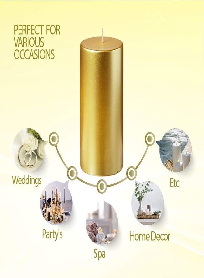Luces Golden Round Tall Pillar Candles 5'' Inches Smokeless Shiny Dinner Candles for Household Weddings Birthday Party Spa Church Home Décor Gift Valentines - Image 5