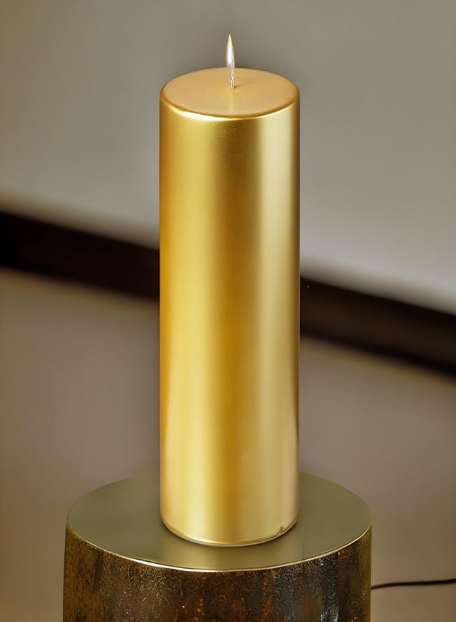 Luces Golden Round Tall Pillar Candles 5'' Inches Smokeless Shiny Dinner Candles for Household Weddings Birthday Party Spa Church Home Décor Gift Valentines - Image 1