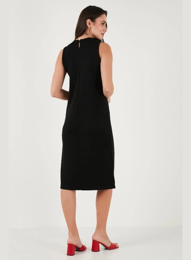 Lela  Lela Regular Fit Crew Neck Slit Detailed Basic Midi Dress Women's DRESS 5866160 for Women | Best Price UAE