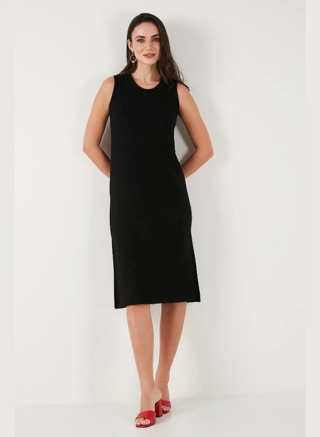 Lela  Lela Regular Fit Crew Neck Slit Detailed Basic Midi Dress Women's DRESS 5866160 for Women | Best Price UAE