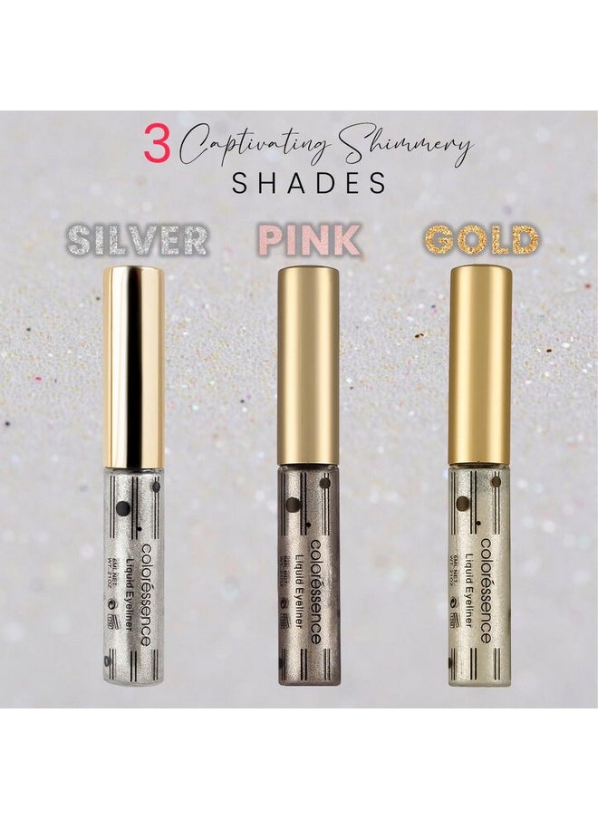 Coloressence Shimmer Gel Eyeliner Pearl Pigment Infused Micro Shimmer Glitter Waterproof Formula, Gold, Shimmery Finish  - Image 4