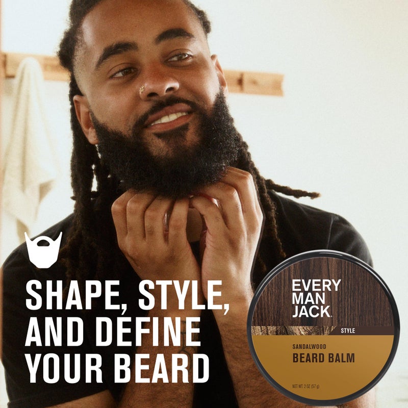 Every Man Jack Sandalwood Beard Balm - Moisturize, Strengthen And Style Your Beard w/Medium Hold - Made w/Naturally Derived Ingredients like Candelilla Wax and Shea Butter - 2 oz - 2 Pack - Image 2