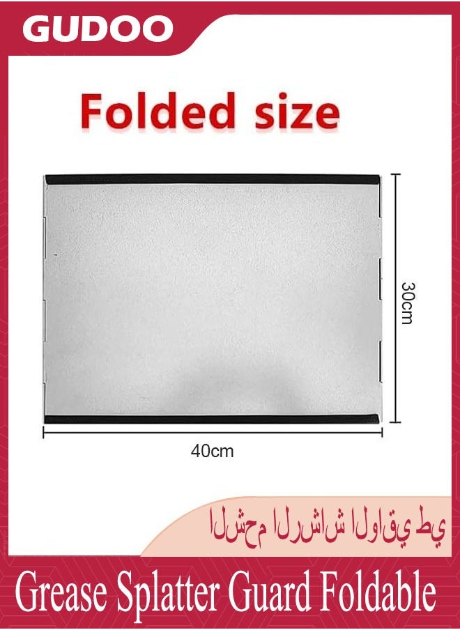 GUDOO - Grease Splatter Guard Foldable Stainless Steel Oil Splatter Screens For Frying Pan Nonstick Oil Splash Insulation Board Oil Splatter Guard Stove Heat Insulation Board For Cooking 3 Sided - Image 1