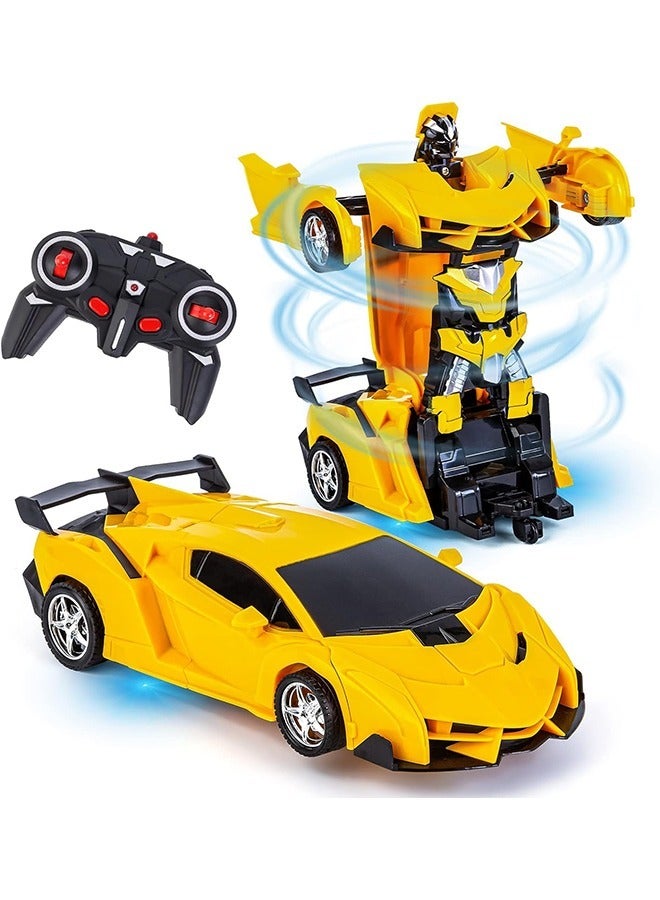 YelaJoy Rc Transforming Car Robot Toys With Lights Transforming Rc Car 2.4ghz Rechargeable 360° Rotating Stunt Racing Toys For Boys And Girls - Image 1