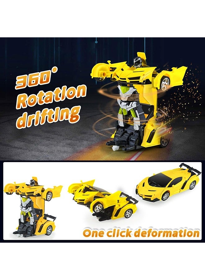 YelaJoy Rc Transforming Car Robot Toys With Lights Transforming Rc Car 2.4ghz Rechargeable 360° Rotating Stunt Racing Toys For Boys And Girls - Image 4
