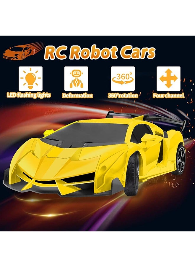 YelaJoy Rc Transforming Car Robot Toys With Lights Transforming Rc Car 2.4ghz Rechargeable 360° Rotating Stunt Racing Toys For Boys And Girls - Image 2