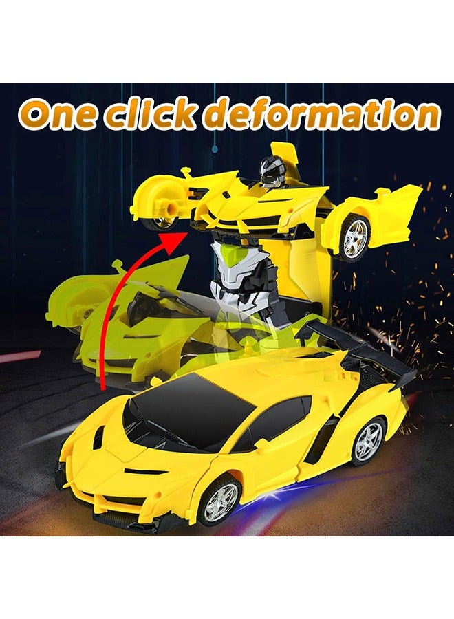 YelaJoy Rc Transforming Car Robot Toys With Lights Transforming Rc Car 2.4ghz Rechargeable 360° Rotating Stunt Racing Toys For Boys And Girls - Image 5