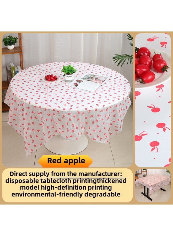 Disposable Tablecloth Thickened Rectangular Tablecloth Plastic Kindergarten Printing Light Luxury High-grade Household Tablecloth-Color:Red Apple ]-Specifications:160 X160cm (environmentally Friendly And Degradable)  - Image 1