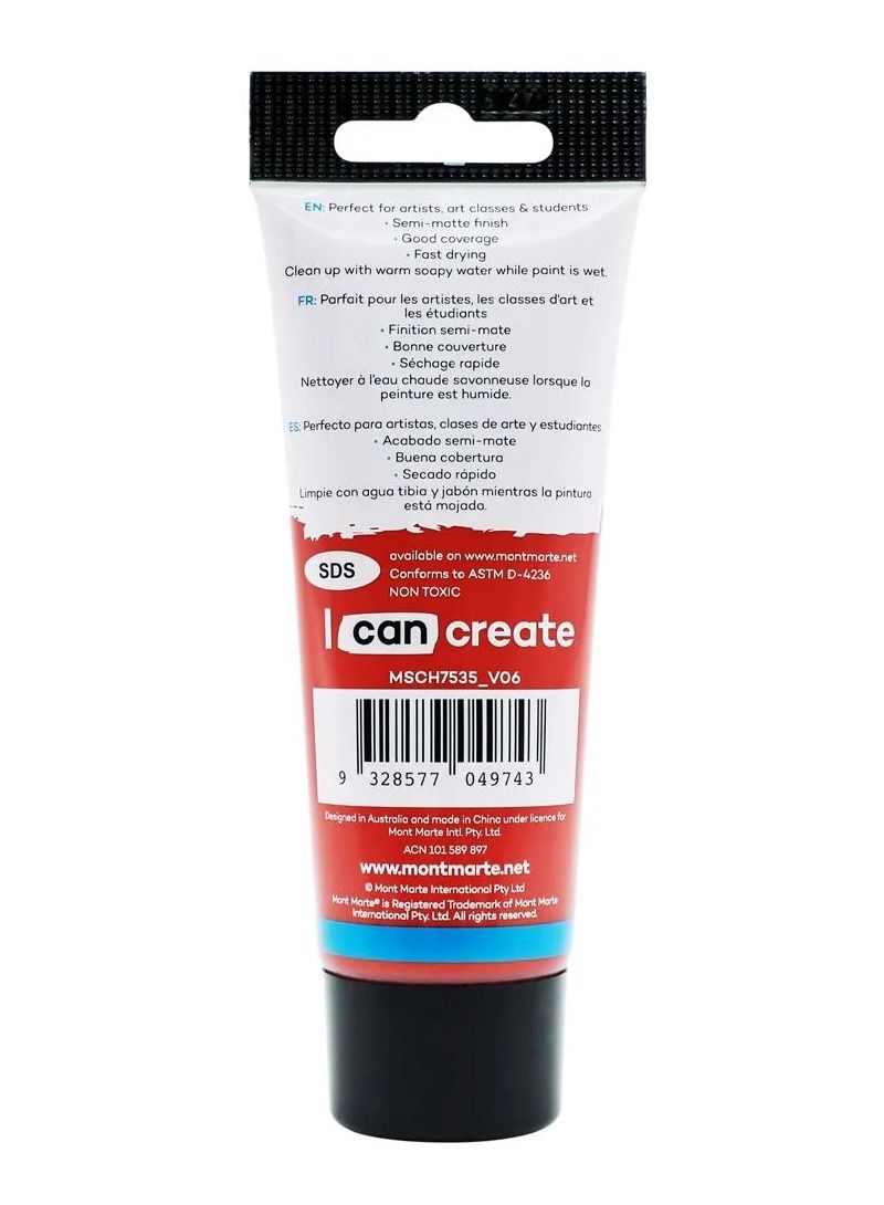 Mont Marte Signature Acrylic Color 75ml Rose Madder Color  - Image 2