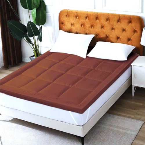 AJISH Super Soft Mattress Topper Single Bed 78X36 | Single Bed Topper Padding 2" inch | 500 GSM Microfiber Topper Back & Neck Pain Relief | Comfort Sleep All Night (Brown, 3 X 6.5 Feet) - Image 2