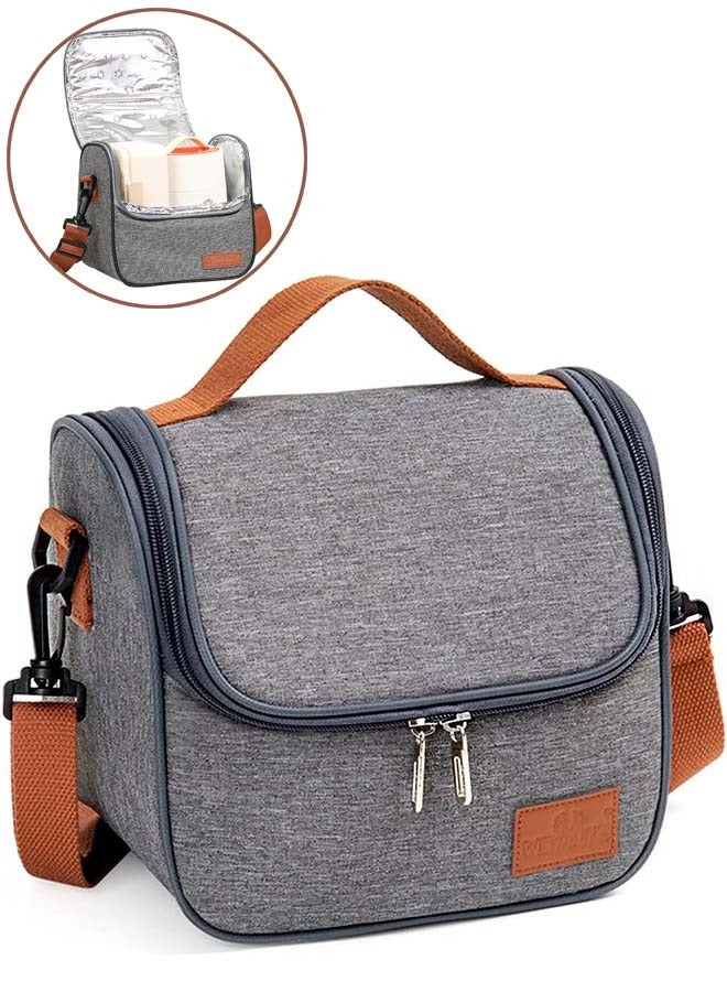 YIM-VIBEHAUS Insulated Lunch Box Bag, Stylish Lunch Bag with Shoulder Strap, Lunch Bag for Men, Premium Lunch Bag for women, Food Bag Grey - Image 1