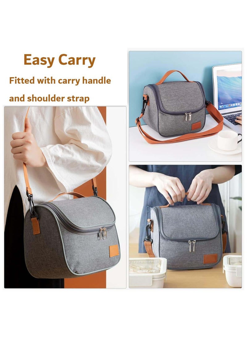 YIM-VIBEHAUS Insulated Lunch Box Bag, Stylish Lunch Bag with Shoulder Strap, Lunch Bag for Men, Premium Lunch Bag for women, Food Bag Grey - Image 5