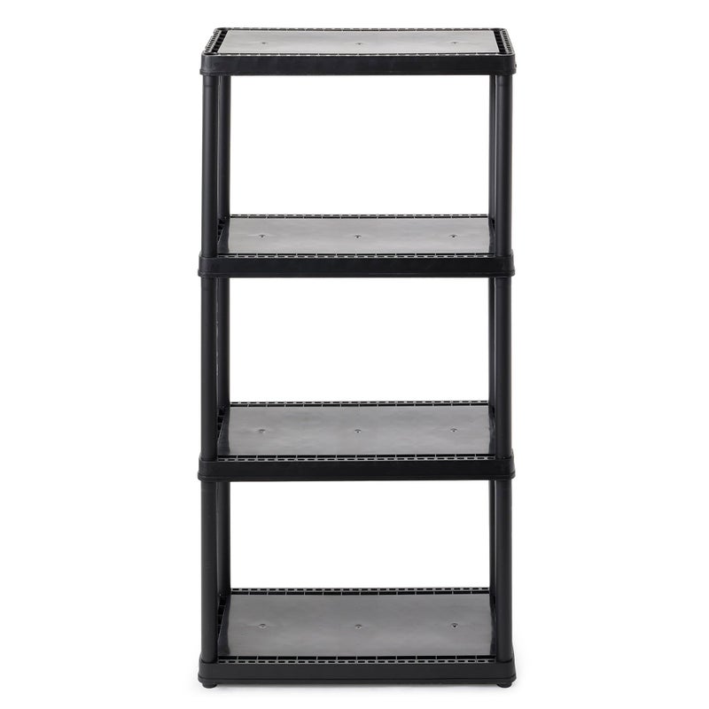GRACIOUS LIVING Gracious Living 4 Shelf Fixed Height Solid Light Duty Storage Unit 12 x 24 x 48 Organizer System for Home Garage Basement  Laundry Black 