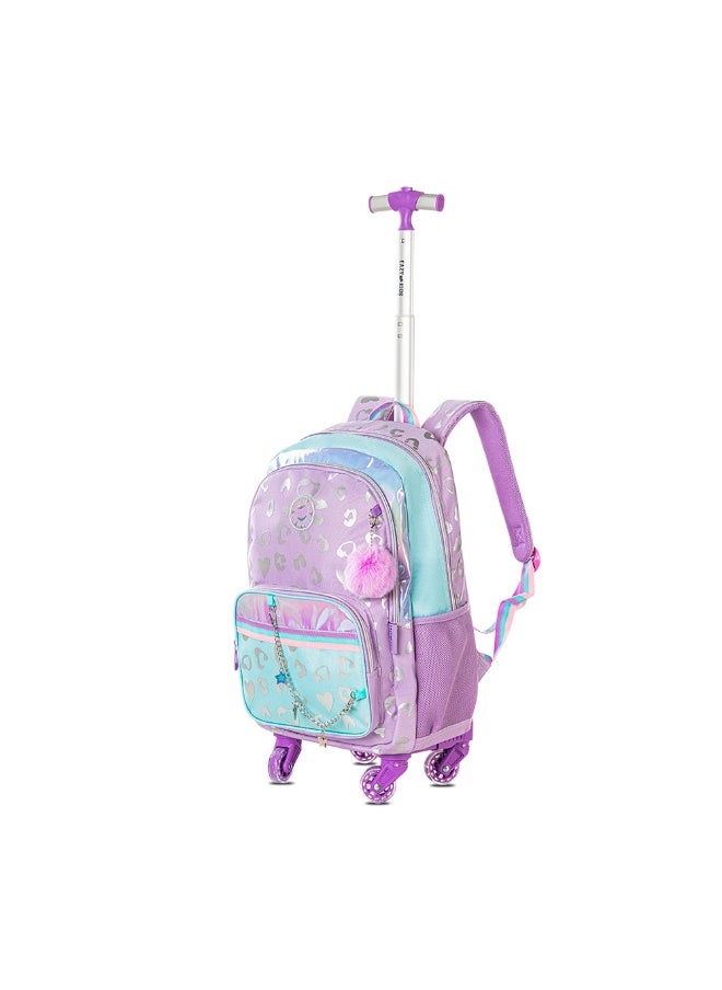 Eazy Kids Eazy Kids 4-wheel Trolley 17" School Bag Set of 3 w/ Lunch Bag and Pencil Pouch - Love Purple  - Image 5