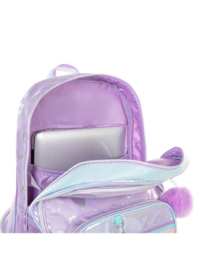 Eazy Kids Eazy Kids 4-wheel Trolley 17" School Bag Set of 3 w/ Lunch Bag and Pencil Pouch - Love Purple - Image 4