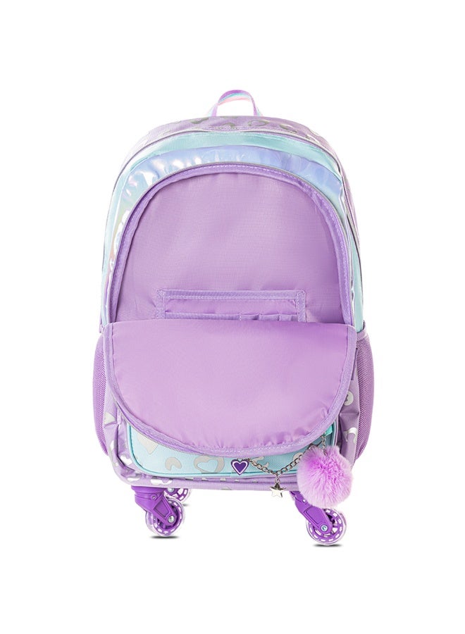 Eazy Kids Eazy Kids 4-wheel Trolley 17" School Bag Set of 3 w/ Lunch Bag and Pencil Pouch - Love Purple - Image 3