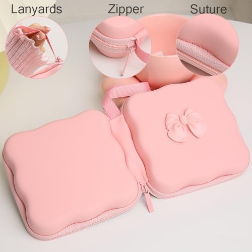QLD COVER Charger Cover Storage Bag, Cute 3D Bow Tie Waves Design Charger Protector Travel Storage Case, Earphone Wire Saver Cable Cord Organizer Wireless Earphone Storage Box, Pink Bow - Image 5