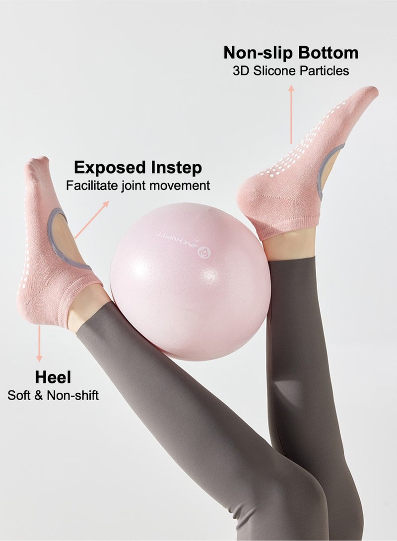 JOYYE 3-Pair Non-slip Yoga Socks, Cotton Pilates Socks, Breathable&Moisture-wicking&Machine-washable, Ideal for Yoga/Pilates/Ballet/Dance/Workout (Pink+Black+Grey) - Image 2