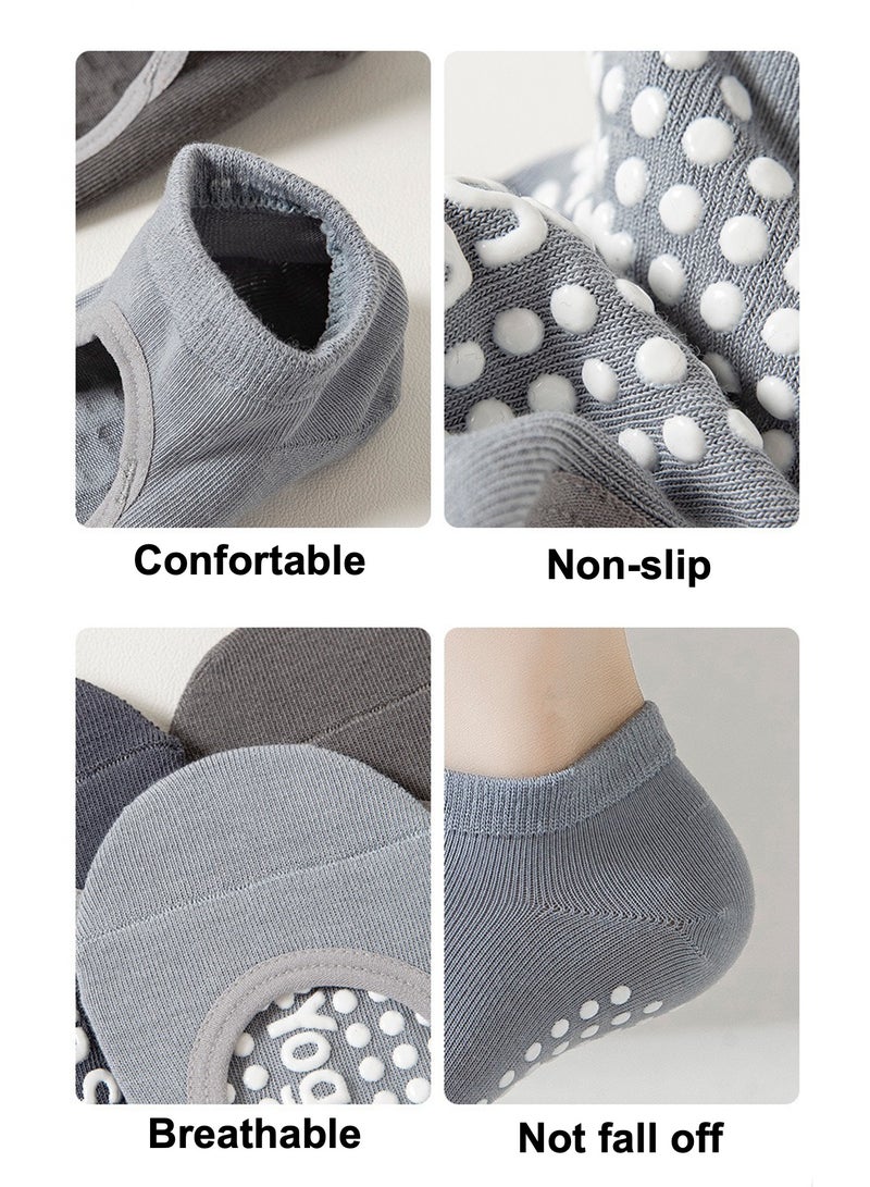 JOYYE 3-Pair Non-slip Yoga Socks, Cotton Pilates Socks, Breathable&Moisture-wicking&Machine-washable, Ideal for Yoga/Pilates/Ballet/Dance/Workout (Pink+Black+Grey) - Image 5