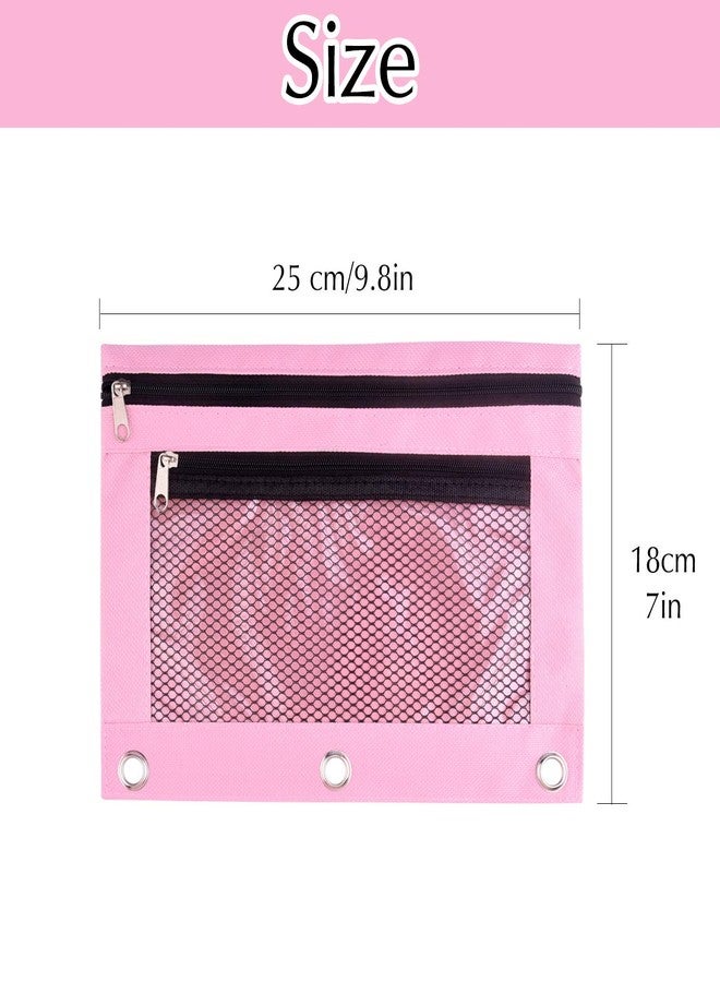 FEPITO 3Pack 3 Ring Binder Pencil Pouches Zipper Pouch Double Pocket Pencil Bag Mesh Window Pencil Case for Stationery - Image 2
