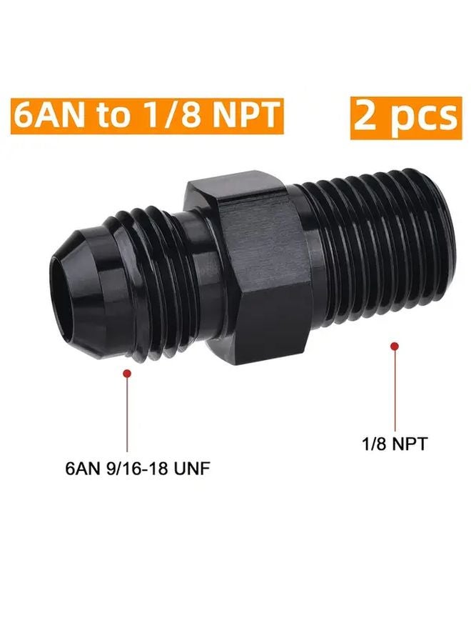 6AN to 1 8 NPT Male Fuel Rail Adapter Fitting Straight Pipe Adapter 2pcs - Image 1