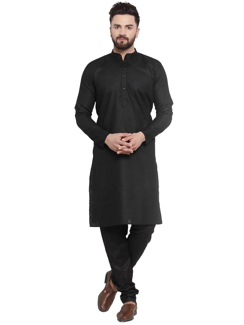 jompers طقم جومبرز للرجال من القطن الأسود - كُرتا وباجاما - Image 1