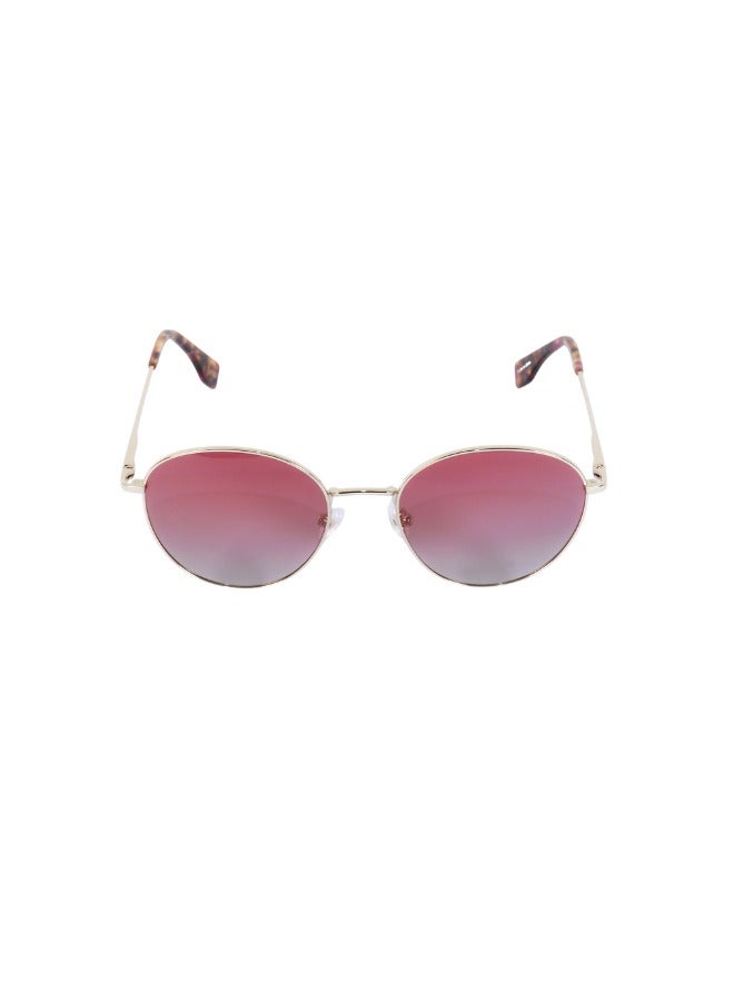 Leia UV Protected Sunglasses, Leia Unisex Circular Shape Sunglasses with Shiny Gold Frame and Gradient Pink Lens Color (LEIA-101112C3) - Image 1