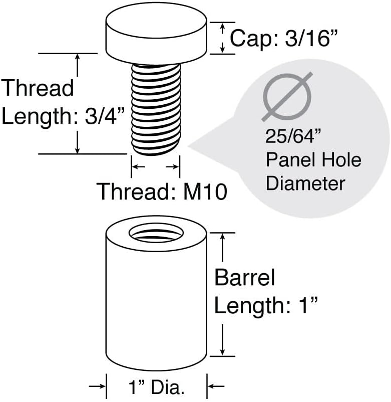 OUTWATER Stainless Steel Standoff 1 Inch Diameter x 1 Inch Barrel Length Brushed Finish for PVC, Glass and Acrylic Sign Stand Off Wall Anchors and Screws 2 Piece Small Sign Pack - Image 2