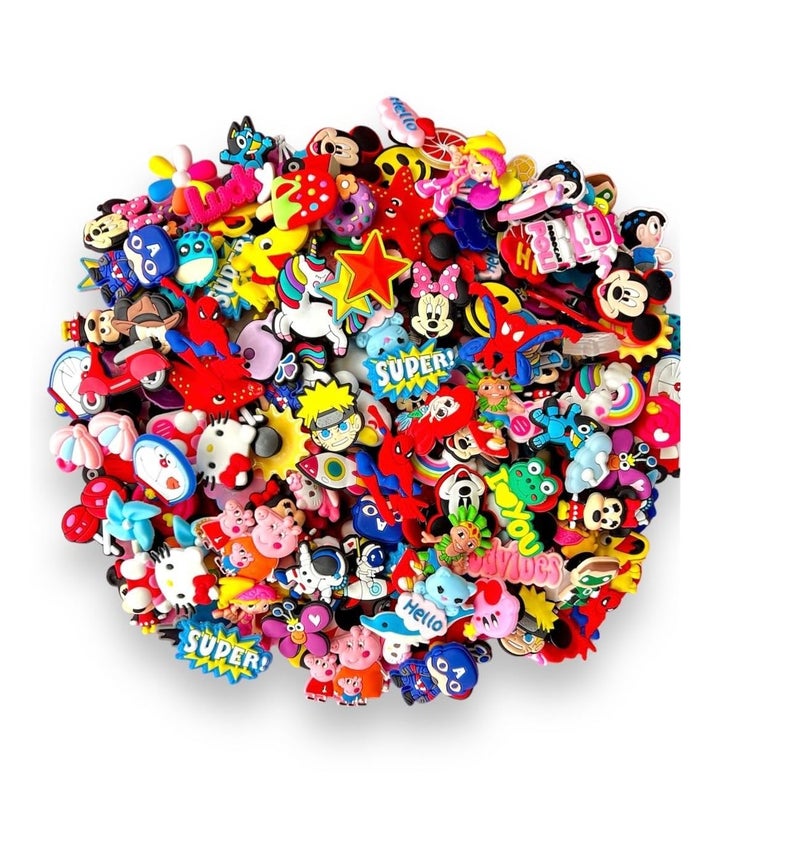 BLUE BEADS Shoe Decor Charms Pack Of 6,12, 24, 36 Pack Different Shoes Charms Decoration For Clog Accessories Girls Boys Teens Kids Birthday Party Gifts (Girl, 6) - Rubber, Multi - Image 1