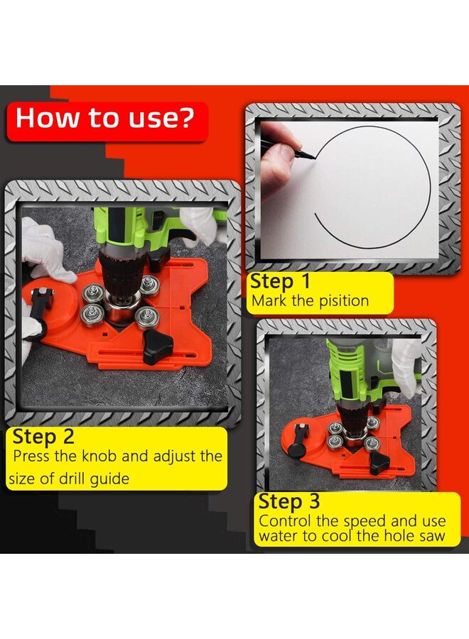 16PCS Diamond Drill Tile Hole Saw Kit With Adjustable Guide Jig for Ceramic Tile (Orange) - Image 4