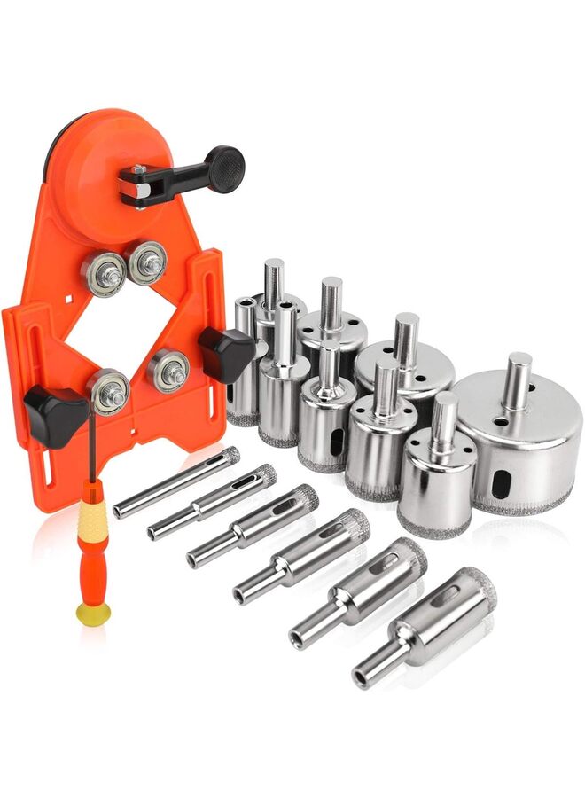 16PCS Diamond Drill Tile Hole Saw Kit With Adjustable Guide Jig for Ceramic Tile (Orange) - Image 3