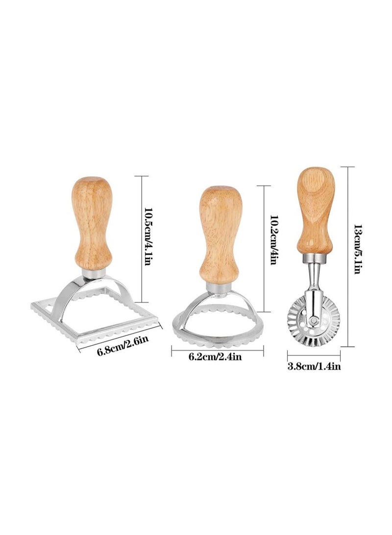 SYOSI Ravioli Cutter Stamps Set Ravioli Maker Molds Stamps with Roller Wheel Pasta Maker Mold with Wooden Handle and Fluted Edge for Ravioli Pasta Dumplings Cookies Baking - Image 5