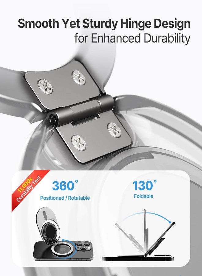 Sinjimoru Phone Grip Stand, Compatible with MagSafe, Adaptor Ring Included, 3000G Kickstand for iPhone 17/16/15/14/13. M-Tap Tok Stand Clear White - Image 4