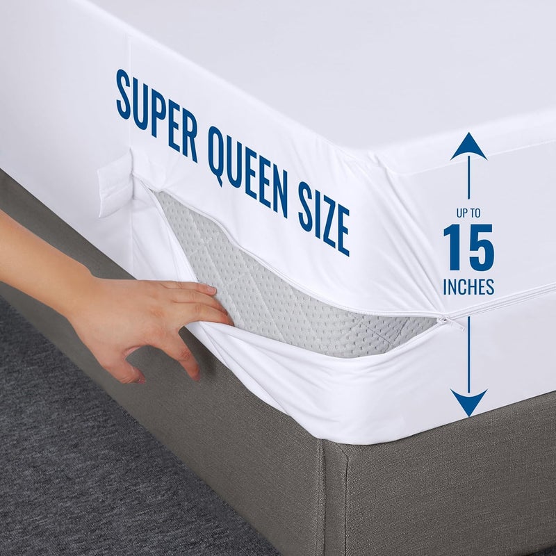Utopia Bedding Mattress Protector Zippered Super Queen Size, 100% Waterproof Bed Bug and Dust Mite Proof Mattress Encasement, Absorbent 6 Sided Mattress Cover - Image 4