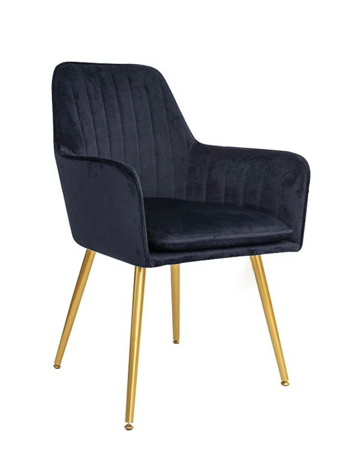 MAPLE HOME DECORATION Maple Home Modern Accent Arm Chairs Living Dining Room Velvet Mid-Century Upholstered Seat Golden Legs 