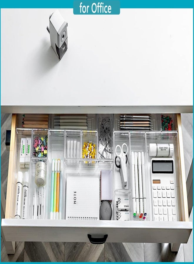 DCA 44 PCS Clear Drawer Organizers Set, 4 Size Versatile Bathroom and Vanity Organizer Trays, Cosmetic Display Cases for Makeup, Jewelries, Bedroom，Kitchen Utensils and Office - Image 3