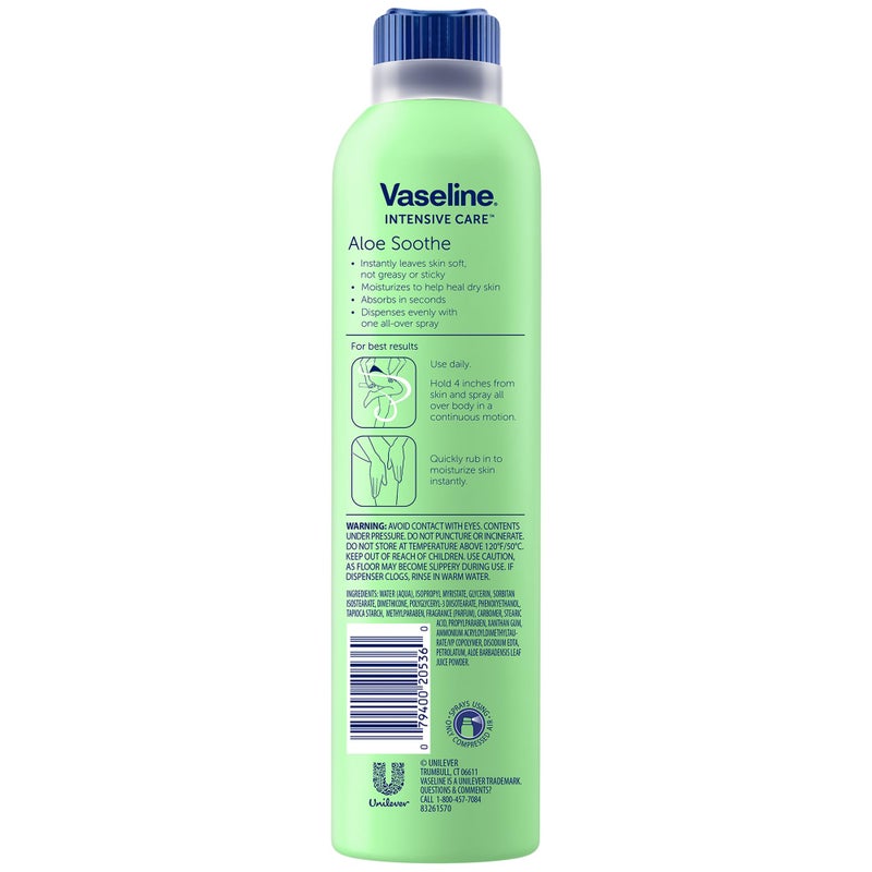 Vaseline Aloe Soothe Spray 2-Pack â€“ Non-Greasy, Fast-Absorbing All-Over Soothing Moisturizer for Dry Skin, 6.5 Oz Ea - Image 2