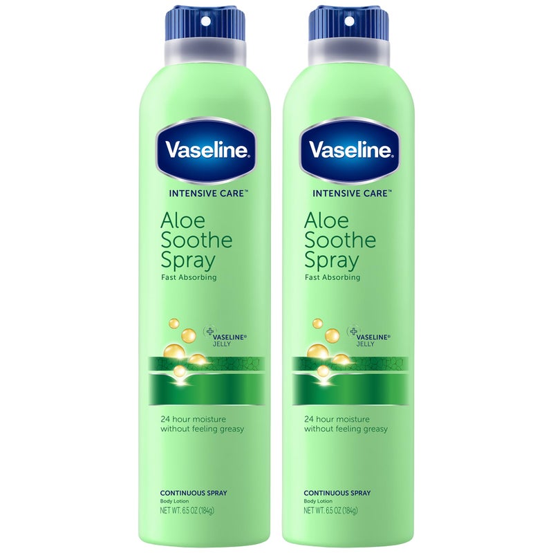 Vaseline Aloe Soothe Spray 2-Pack â€“ Non-Greasy, Fast-Absorbing All-Over Soothing Moisturizer for Dry Skin, 6.5 Oz Ea - Image 1
