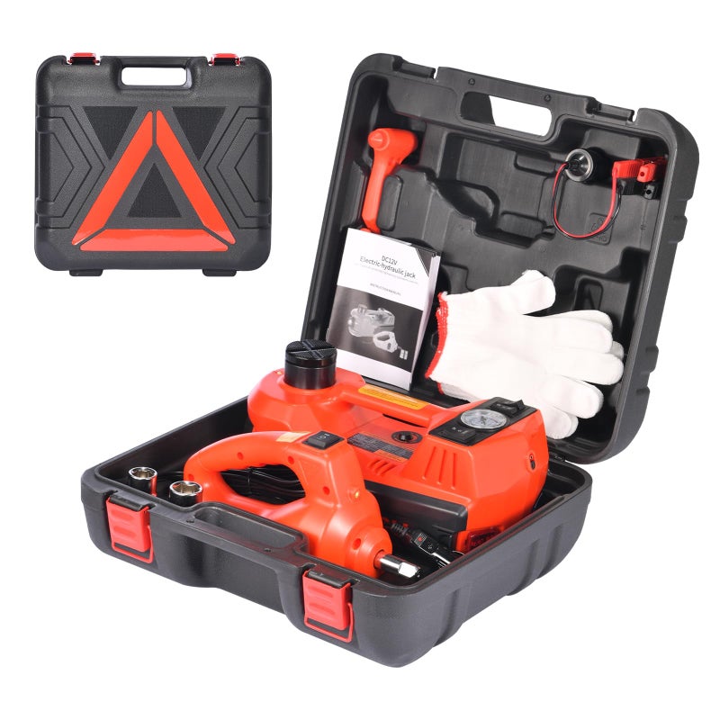 TYAYT 5 Ton Electric Hydraulic Car Jack Kit Portable with LED Light Compatible with Car SUV Truck Lifting Range 6177 Inches Red - Image 2