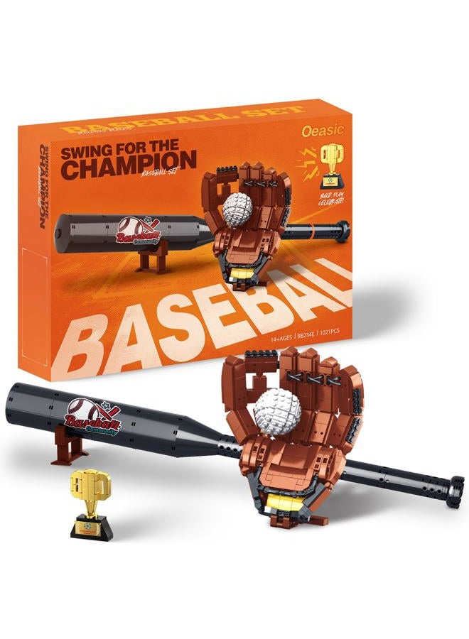 Oeasic Baseball Building Kit for Adults 1021 PCS – Sports Display Model with Bat, Glove, Ball & Trophy, Creative Building Toy for Men, Teens & Fans, Unique Gift Idea & Home Office Display Décor - Image 1