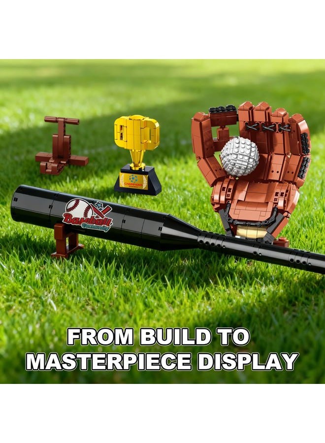 Oeasic Baseball Building Kit for Adults 1021 PCS – Sports Display Model with Bat, Glove, Ball & Trophy, Creative Building Toy for Men, Teens & Fans, Unique Gift Idea & Home Office Display Décor - Image 2