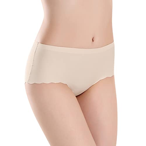 Bolivelan Women's Invisible Seamless Hipster Panties Mid-Rise No Show Laser Cut Briefs Underwear Pack of 6 (6, Nude) - Image 3