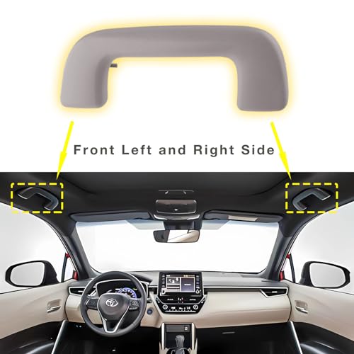YUNHECAM Auto Roof Pull Safety Handle Front Left Right Sides Fit for Toyota Corolla 4Runner Rav4 Highlander Yaris Vios 2003-2021 Front Grab Rail Ceiling Armrest Handrail Without Hook Grey - Image 3