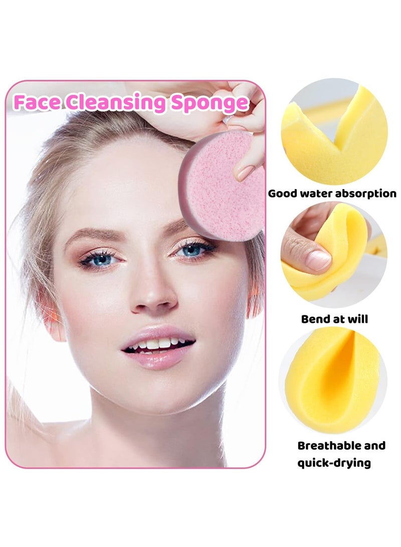 Generic 60PCS Compressed Facial Sponges for Cleansing & Makeup Removal, Soft, Reusable Exfoliating Sponge Pads for Daily Skincare (Yellow & Pink)  - Image 5