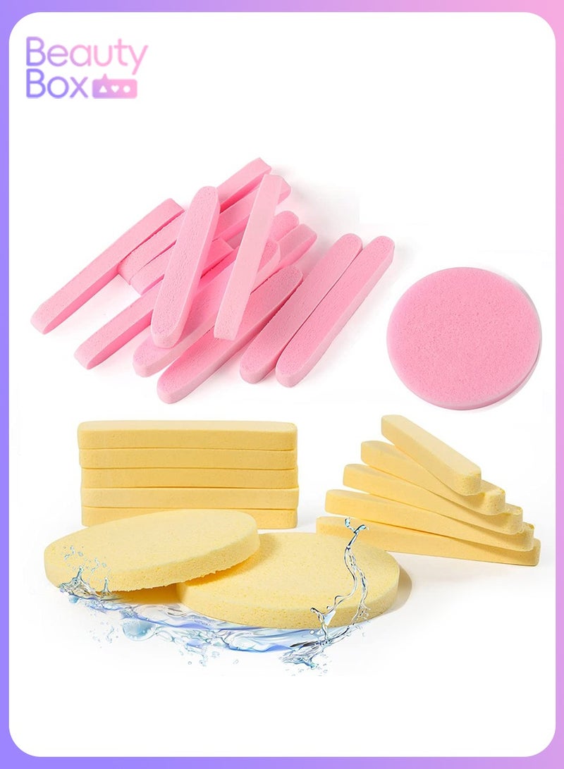Generic 60PCS Compressed Facial Sponges for Cleansing & Makeup Removal, Soft, Reusable Exfoliating Sponge Pads for Daily Skincare (Yellow & Pink)  - Image 1